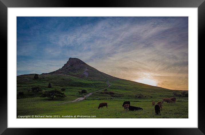 Grazing at sunrise Framed Mounted Print by Richard Perks