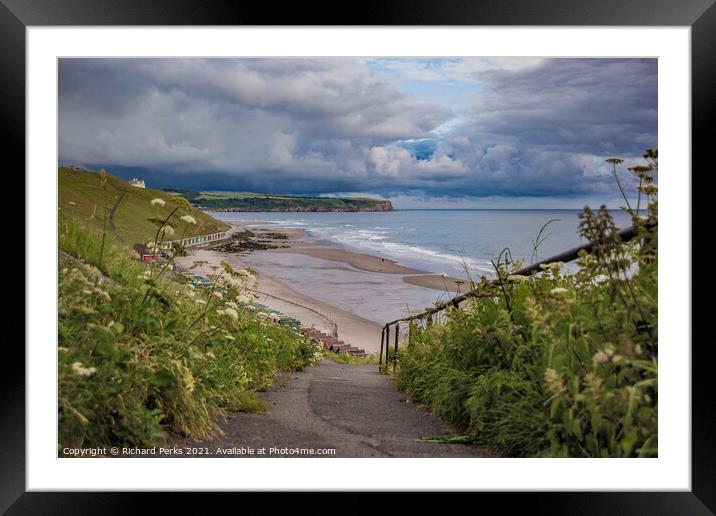 Storm clouds over Sandsend Framed Mounted Print by Richard Perks