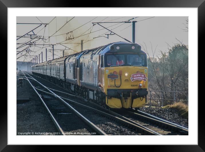 Preserved class 50 on double headed train Framed Mounted Print by Richard Perks