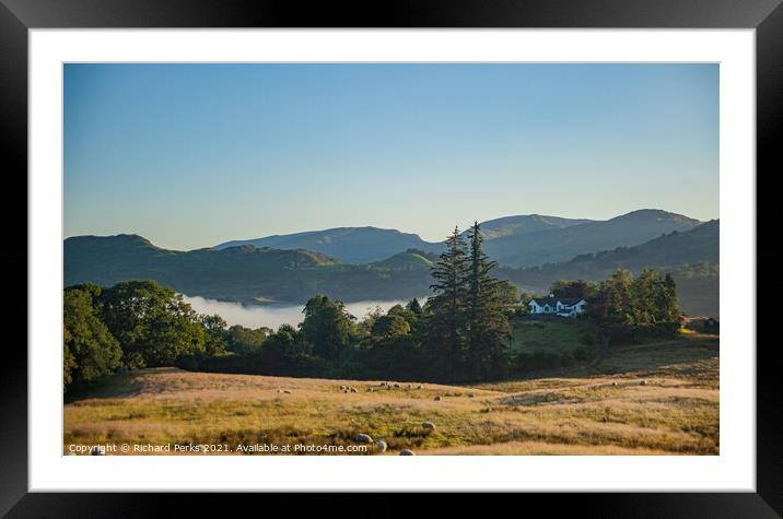 Misty sunrise in the Lake District Framed Mounted Print by Richard Perks