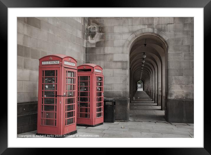 Manchester Telephone box Framed Mounted Print by Richard Perks