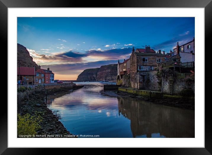 Staithes Reflections Framed Mounted Print by Richard Perks