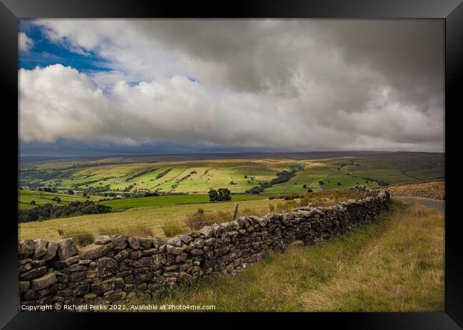 Clouds gather over Nidderdale Framed Print by Richard Perks