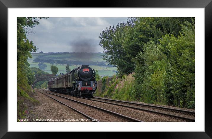  steam train in the Yorkshire Dales Framed Mounted Print by Richard Perks