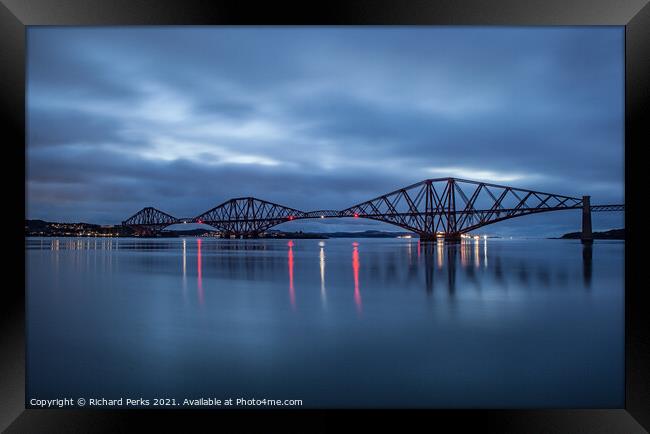 Forth Railway  Bridge at Twilight Framed Print by Richard Perks