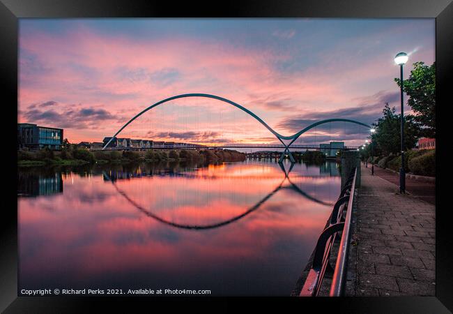 Daybreak over the Tees and Infinity Bridge Framed Print by Richard Perks