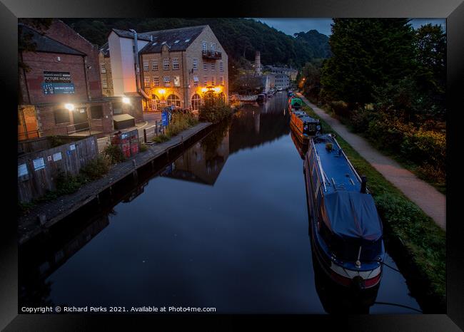 Evening on the Rochdale Canal at Hebden Bridge Framed Print by Richard Perks