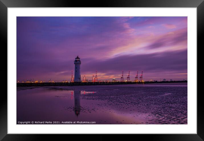 Perch Rock Lighthouse at Dawn Framed Mounted Print by Richard Perks