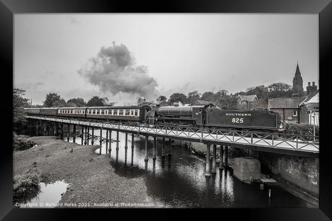 River crossing on the NYMR Framed Print by Richard Perks