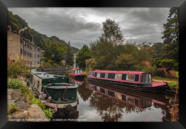 Autumnal Days on the Canal - Hebden Bridge Framed Print by Richard Perks