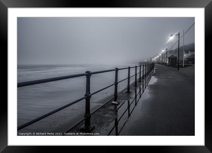 Foggy days at Filey Framed Mounted Print by Richard Perks