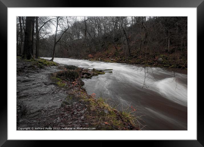 Winter on the Strid - Bolton Abbey Framed Mounted Print by Richard Perks