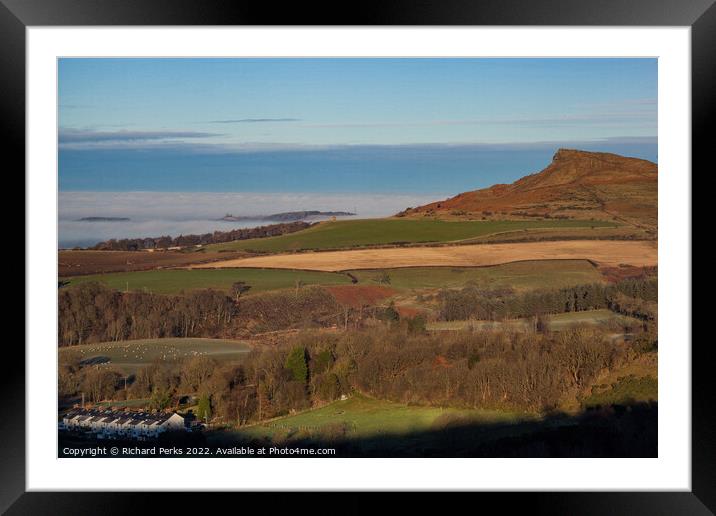 Misty Morning at Roseberry Topping Framed Mounted Print by Richard Perks