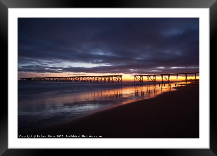 Daybreak over Steetley Pier Framed Mounted Print by Richard Perks