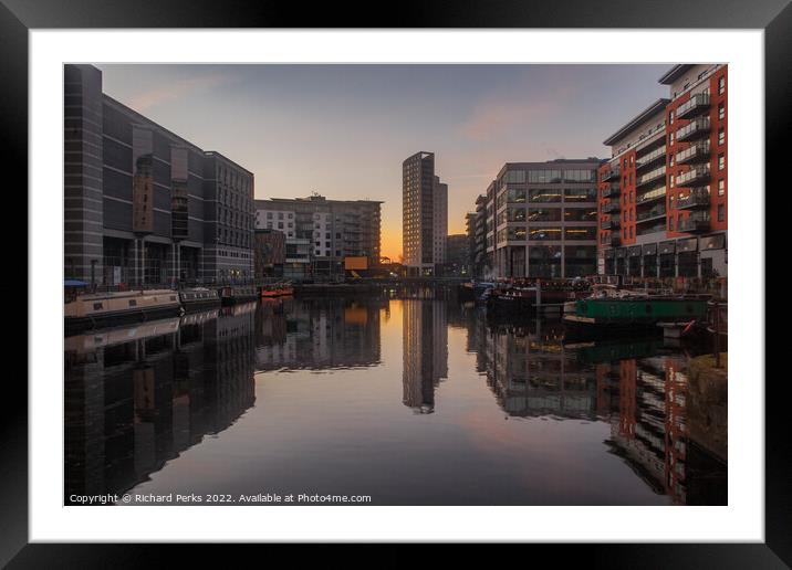Sunrise at the Leeds Dock Framed Mounted Print by Richard Perks