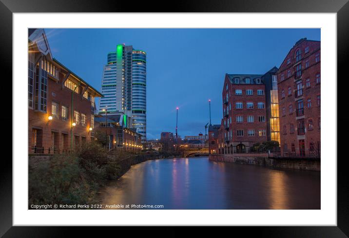 River Aire in the Leeds city centre Framed Mounted Print by Richard Perks