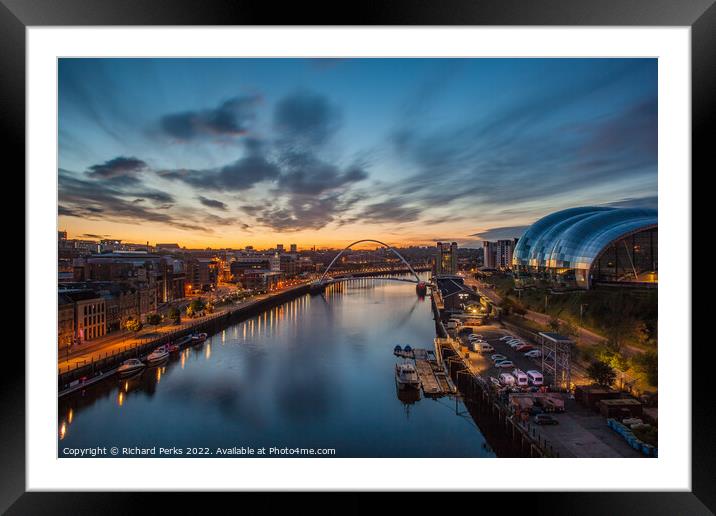 Daybreak over Newcastle Framed Mounted Print by Richard Perks