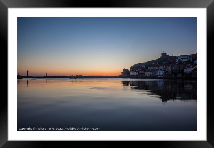 Whitby Dawn Reflections Framed Mounted Print by Richard Perks
