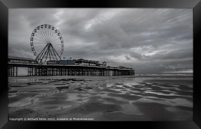 Big Wheel Storm  - Blackpool Pier Framed Print by Richard Perks