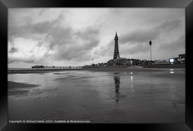 Moody Skies over Blackpool Tower Framed Print by Richard Perks