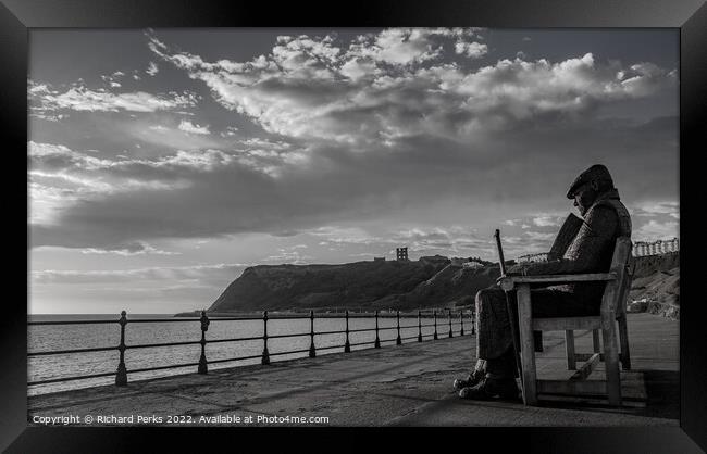 Freddie Gilroy gazes over Scarborough Castle Framed Print by Richard Perks