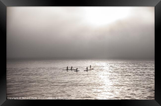 Paddle boarding Scarborough South bay Framed Print by Richard Perks