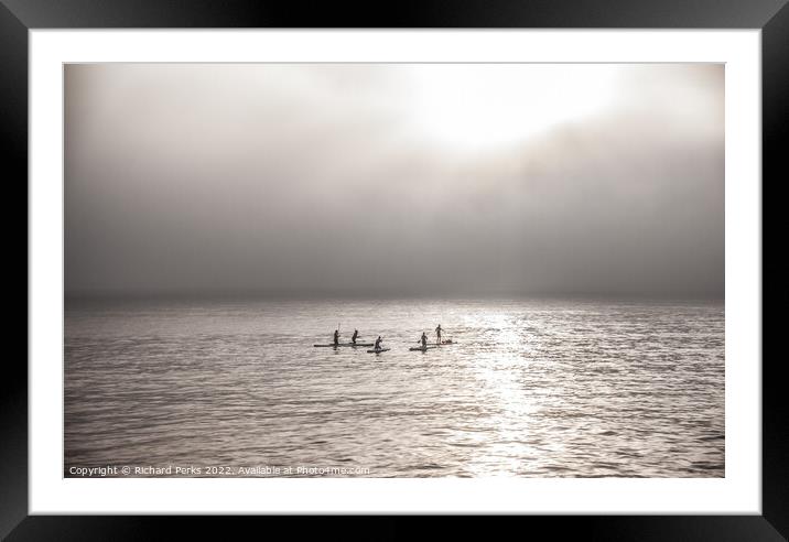 Paddle boarding Scarborough South bay Framed Mounted Print by Richard Perks
