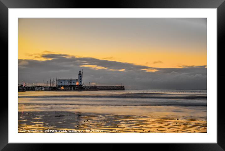 The Lighthouse and Harbour - Scarborough Framed Mounted Print by Richard Perks