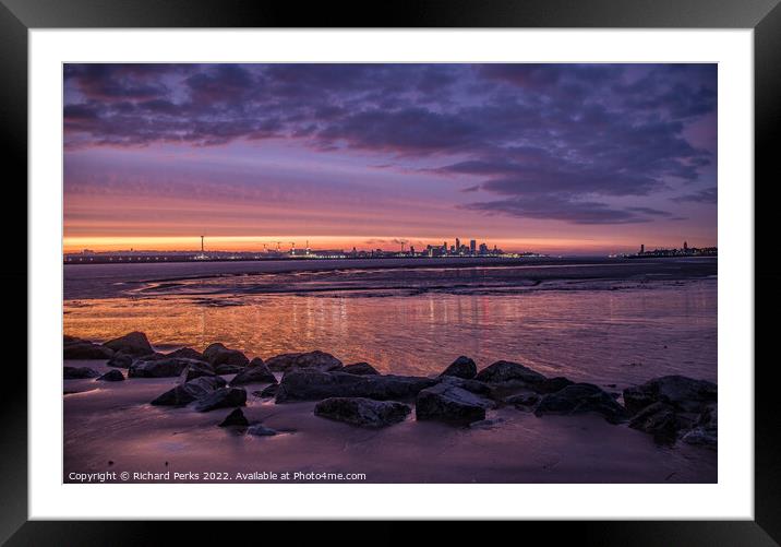 Liverpool skyline at Daybreak Framed Mounted Print by Richard Perks