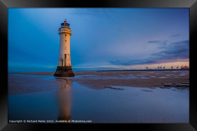 Captivating Reflections of Perch Rock Lighthouse Framed Print by Richard Perks