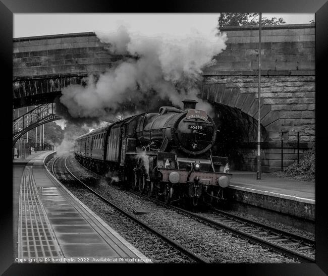 45690 steaming through the Yorkshire countryside Framed Print by Richard Perks