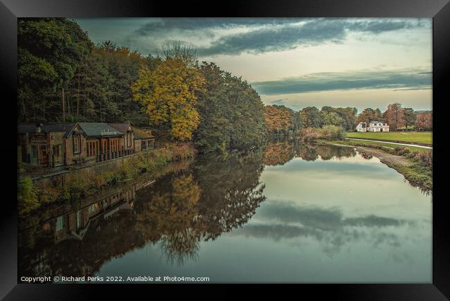 Autumn colours in Roberts Park - Saltaire Framed Print by Richard Perks