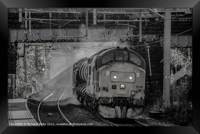 Heritage Diesel locomotives caught in the sunlight Framed Print by Richard Perks