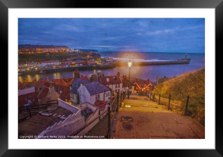 Whitby and the harbour from the 199 steps Framed Mounted Print by Richard Perks