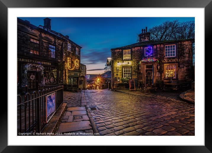 Christmas at Haworth Main Street Framed Mounted Print by Richard Perks