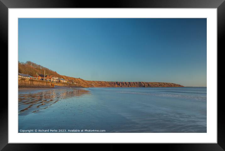 Blue sea and Filey Brigg Framed Mounted Print by Richard Perks