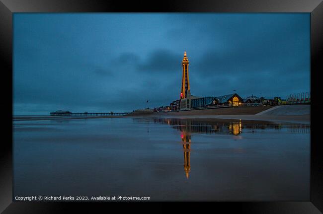 Storm Reflections - Blackpool Tower Framed Print by Richard Perks