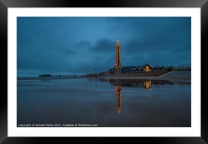 Storm Reflections - Blackpool Tower Framed Mounted Print by Richard Perks