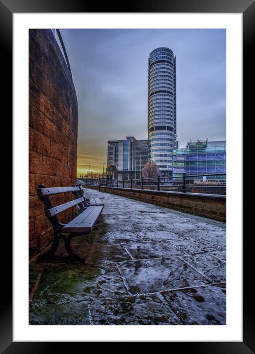 Bridgewater Place - Leeds city Winter morning Framed Mounted Print by Richard Perks
