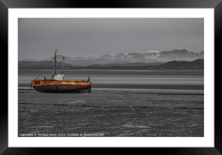 Rusty Boat in Morecambe Bay Framed Mounted Print by Richard Perks