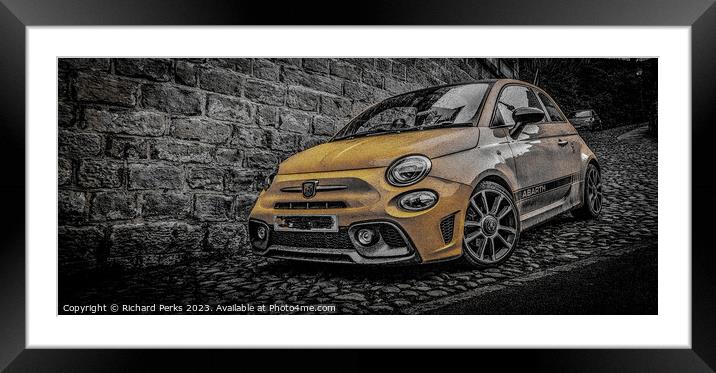 Yellow Fiat Abarth  Framed Mounted Print by Richard Perks
