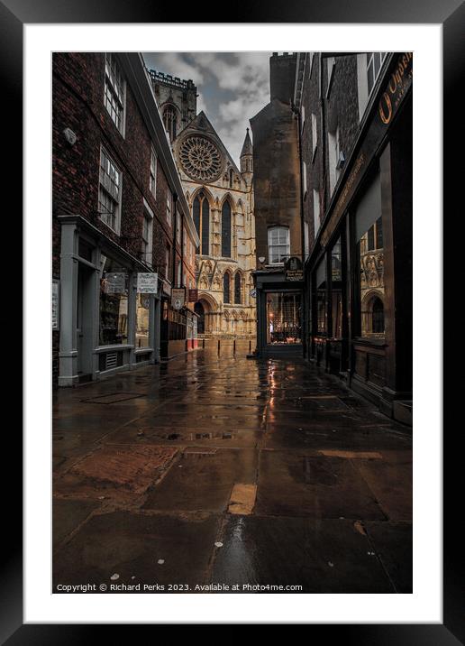 York Minster reflections Framed Mounted Print by Richard Perks
