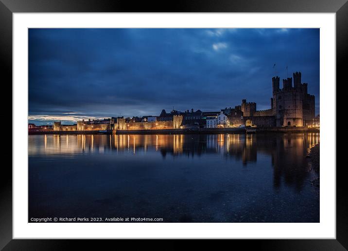 First Light at Caernarfon Castle Framed Mounted Print by Richard Perks