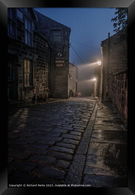 Foggy evening in Heptonstall Framed Print by Richard Perks