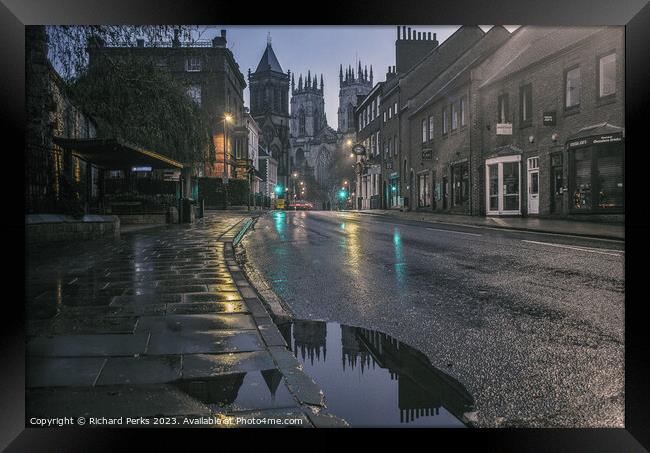 Rainy nights in York Framed Print by Richard Perks