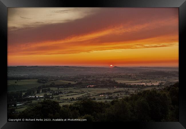 Fiery Morning Skies over Otley Framed Print by Richard Perks