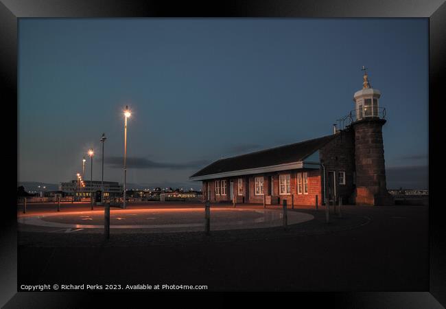 Night Time Glow on Morecambe Pier Framed Print by Richard Perks