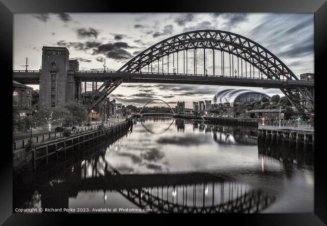 Tyne Bridge Monochrome Framed Print by Richard Perks
