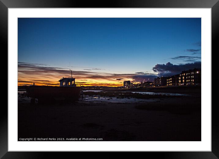 Morecambe Bay Silhouette Framed Mounted Print by Richard Perks