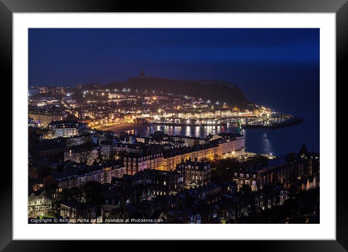 Scarborough Night Light Framed Mounted Print by Richard Perks